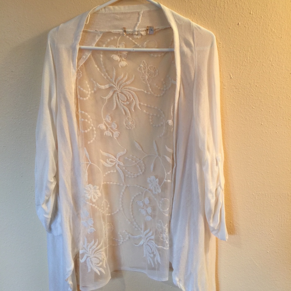 Cream Lace/rayon cardigan